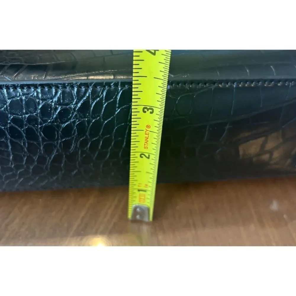 Rare Manière De Voir Vegan Leather Black Crocodile Everything Purse